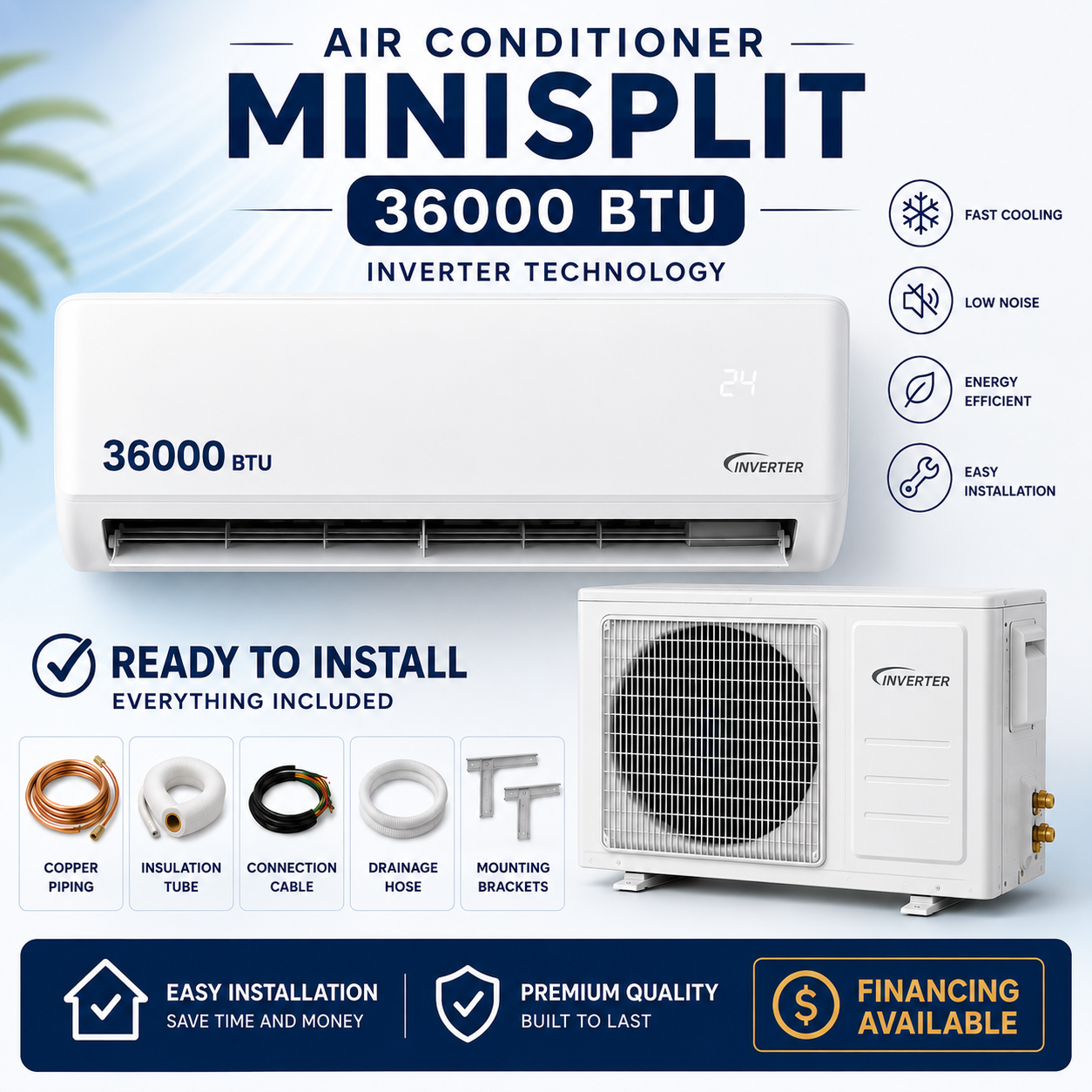 36000 BTU Inverter-Cold and Heat-AUX