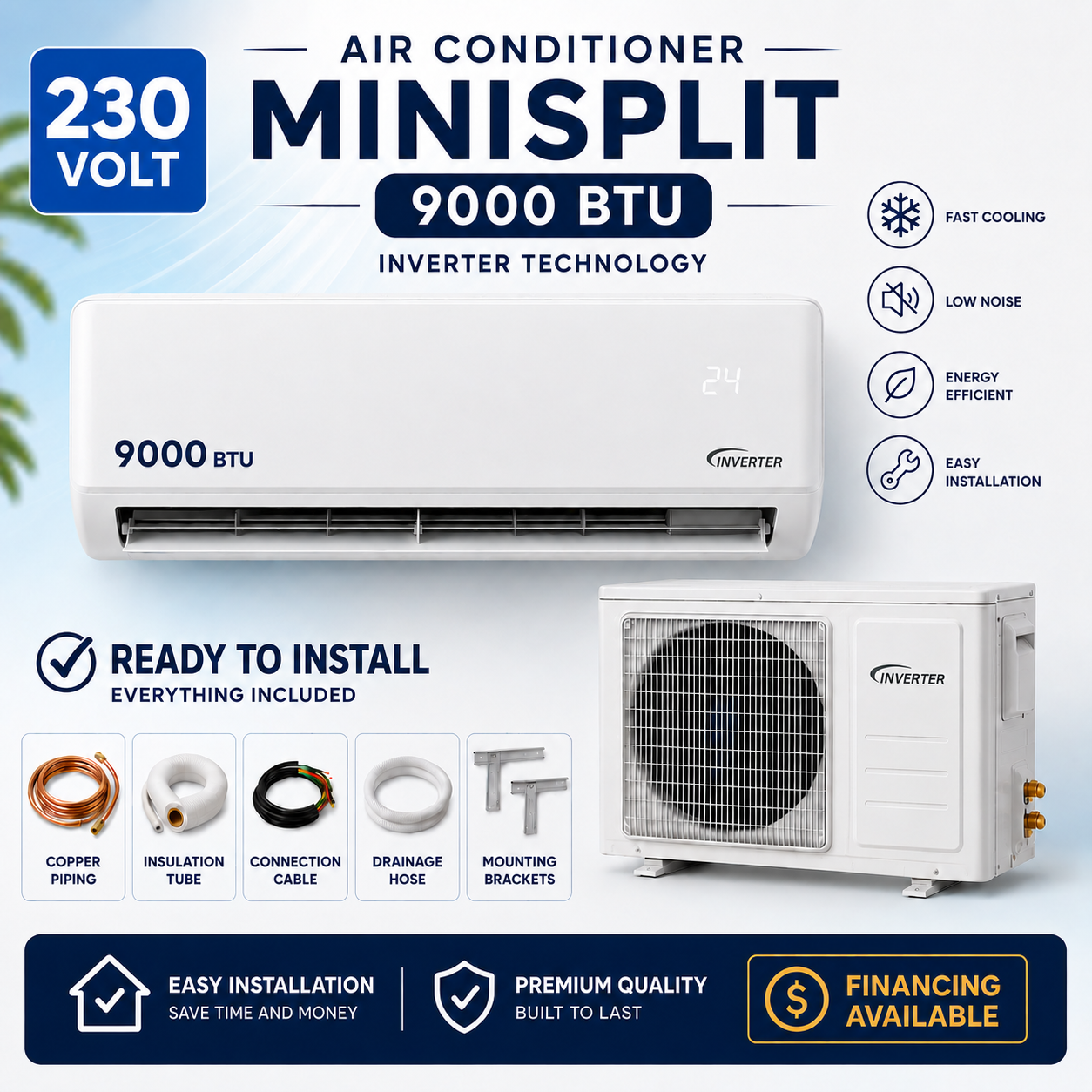 9000 BTU (3/4 Ton) Inverter-Cold and Heat-CONFORTSTAR